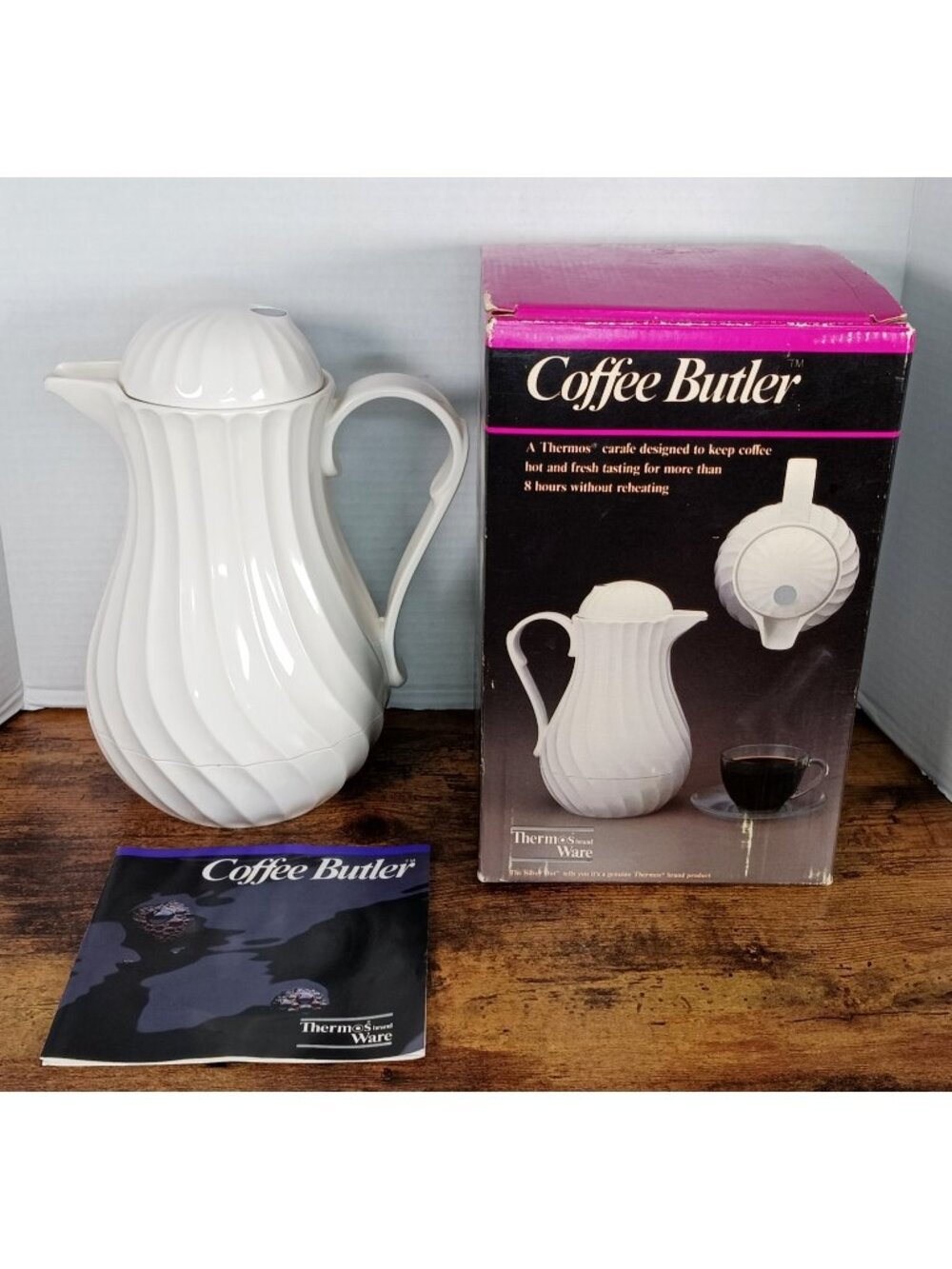 VTG 1982 Thermos Renate Coffee Butler Carafe 450 Off White 32 oz West Germany